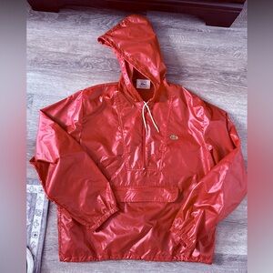 Vintage Lacoste Red windbreaker men’s SZ L. Pouch pocket drawstring waist